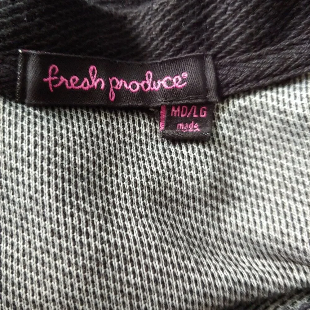 Fresh Produce Black Cotton Sweatshirt  3/4 length M/L - Picture 11 of 12